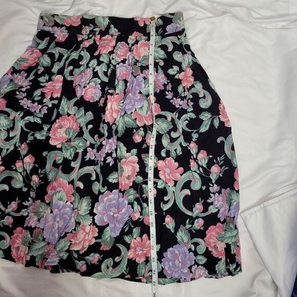 VINTAGE 90s moody floral dark cottagecore pull on midi skirt M - Picture 7 of 7